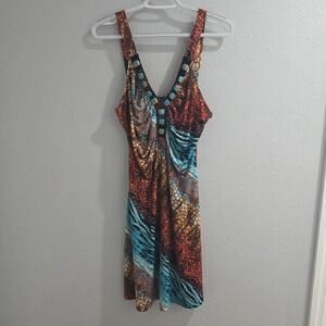 VENUS Y2k Jeweled Exotic Cheetah Print Halter sun dress sz‎ M/L  McBling